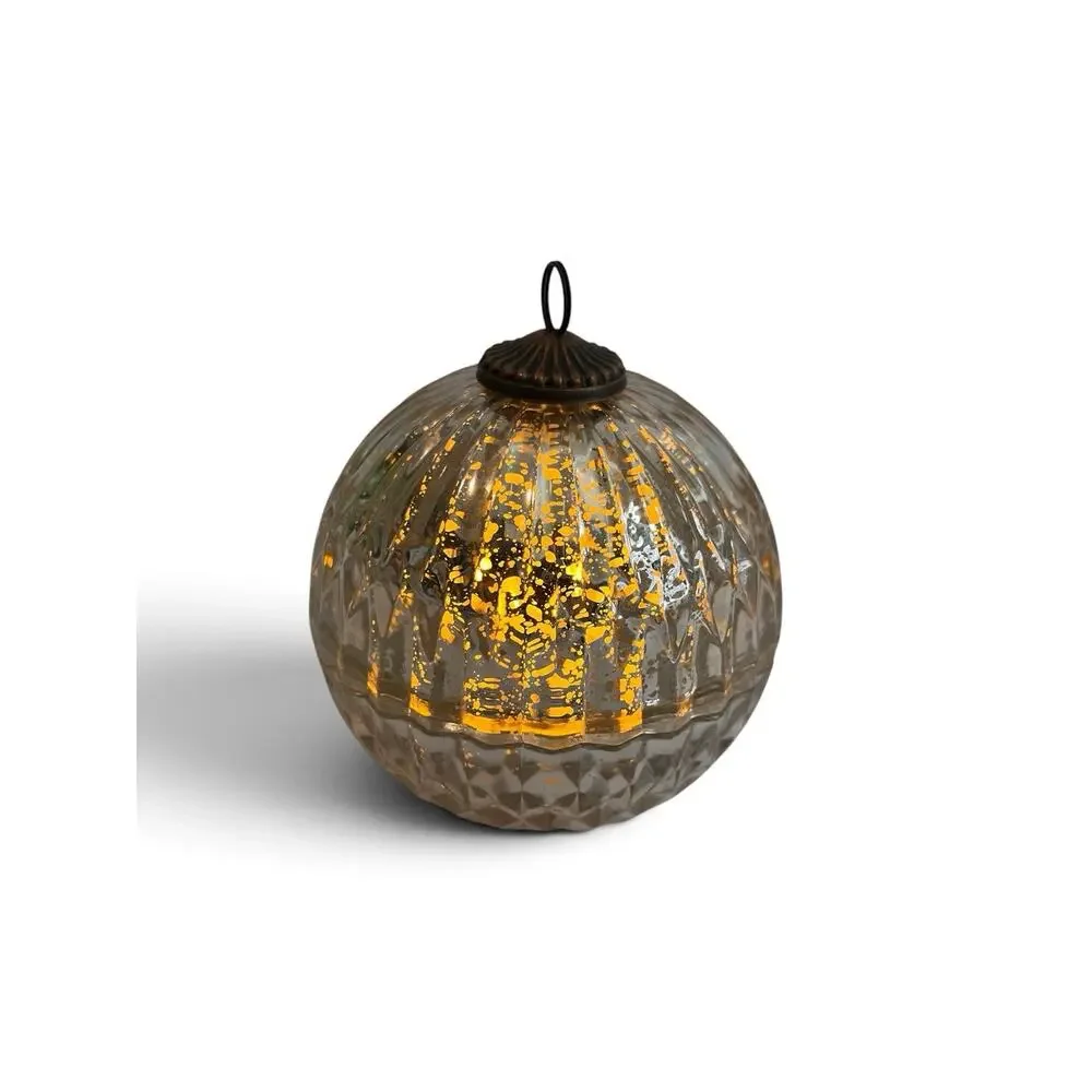Silver Mercury Glass Ornament Candle Shimmery Glow Use L.E.D Or Your Own Candle